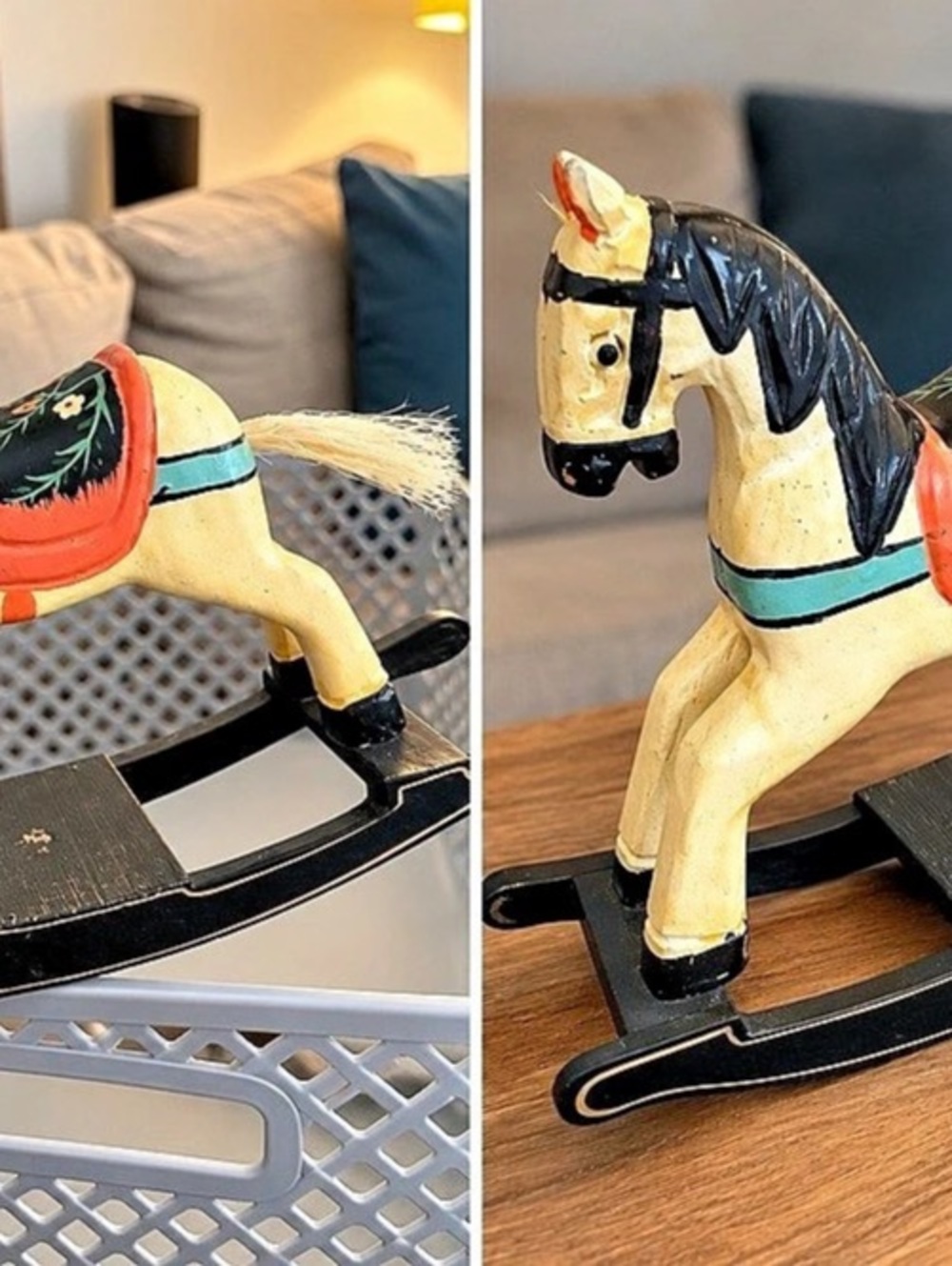 Vintage Folk Art Hand-Painted Rocking Horse